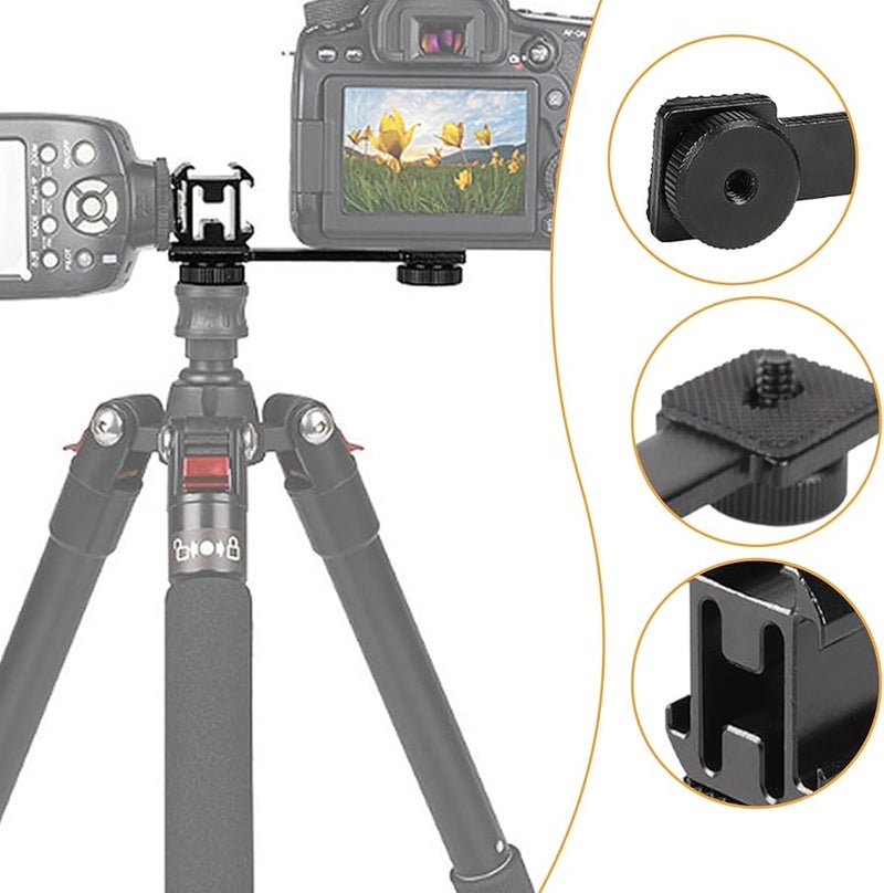 Triple Headed Hot Shoe Mount Metal Bracket Holder for Camera Lighting Photography - Image 5